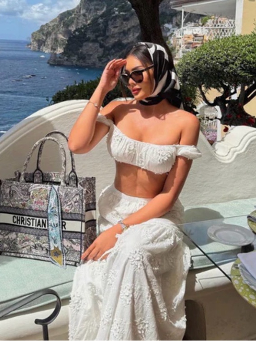 Fashion Nova White Embroidered Maxi Skirt